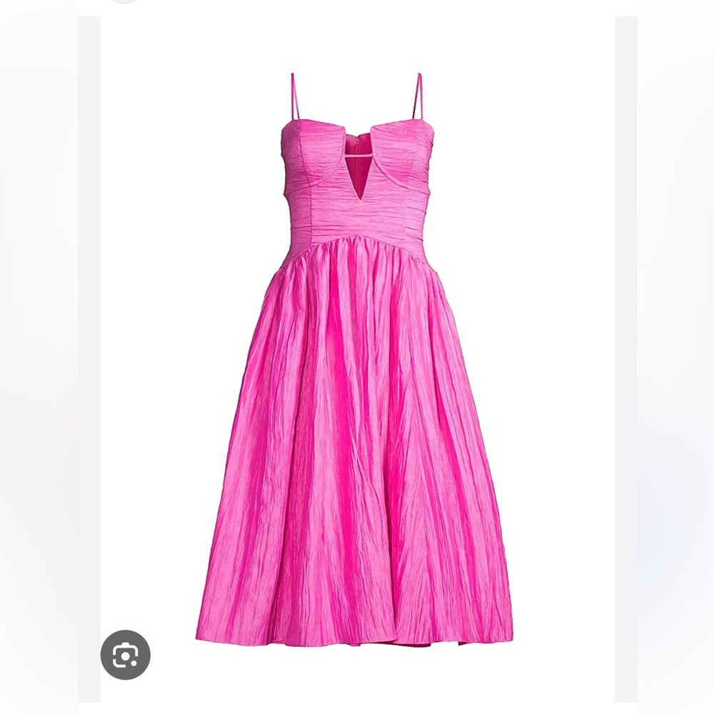 Liv Foster Pink Crinkle A-Line Midi Dress